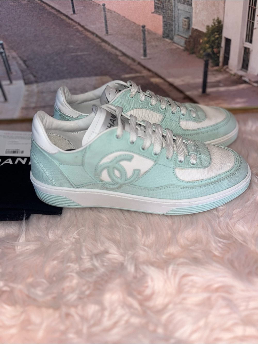 Chanel CC Light Turquoise Sneakers 39